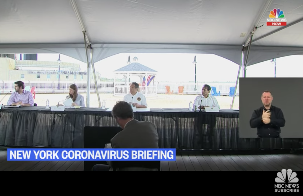 New York Governor Andrew Cuomo presser at Jones Beach. h/t NBC News